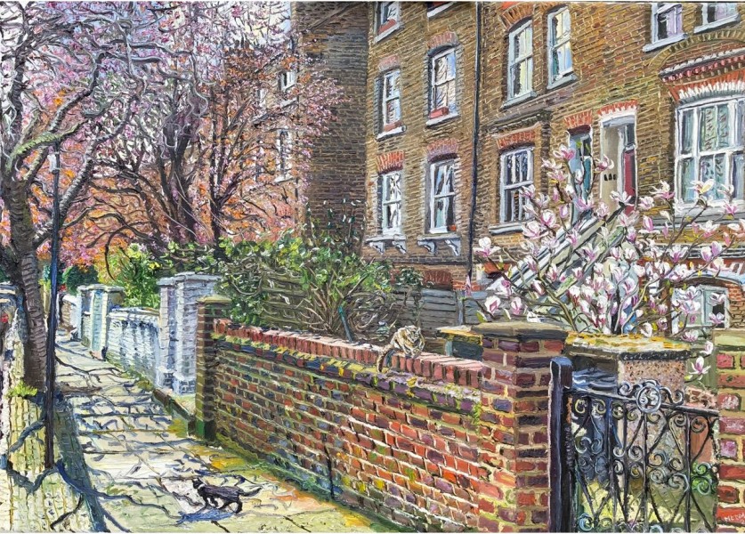 Melissa Scott Miller Islington Road with Magnolia and Cats